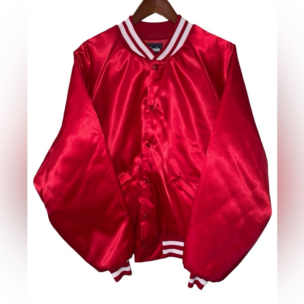 Vintage King Louie Satin Jacket Lew’s 63 USA Made Union Bev Personalized Red XL - Picture 2 of 8